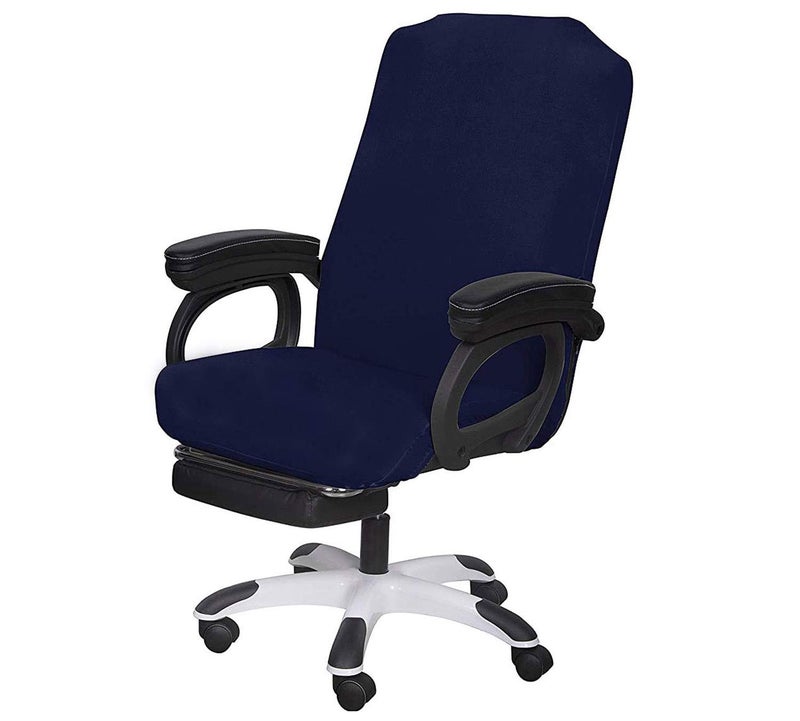 SARAFLORA Office Chair Cover- Large, Navy- Removable Computer Chair Covers for Office Chair with Zipper for Universal Rotating Chair Desk Chair Cover High Back Chairs Seat Washable Protector for Pets - Image 2